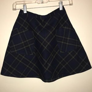 Size 0 silence + noise A-line plaid skirt